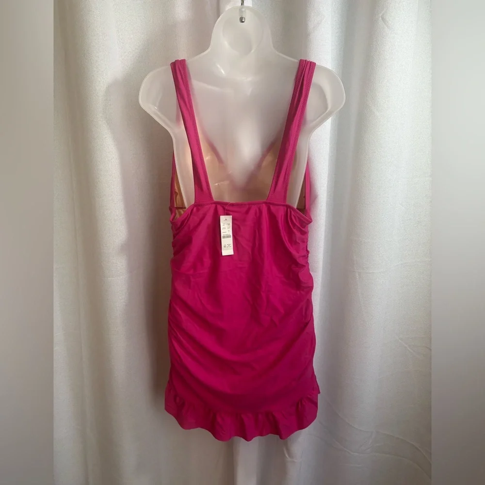 NWT J.‎ CREW Ruched Femme One Piece Swim Dress Pink 16 Plus Size 0373